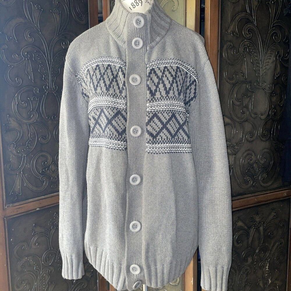 Garret Scott‎ 100% Cotton Cardigan Sweater Grey Men's Size M